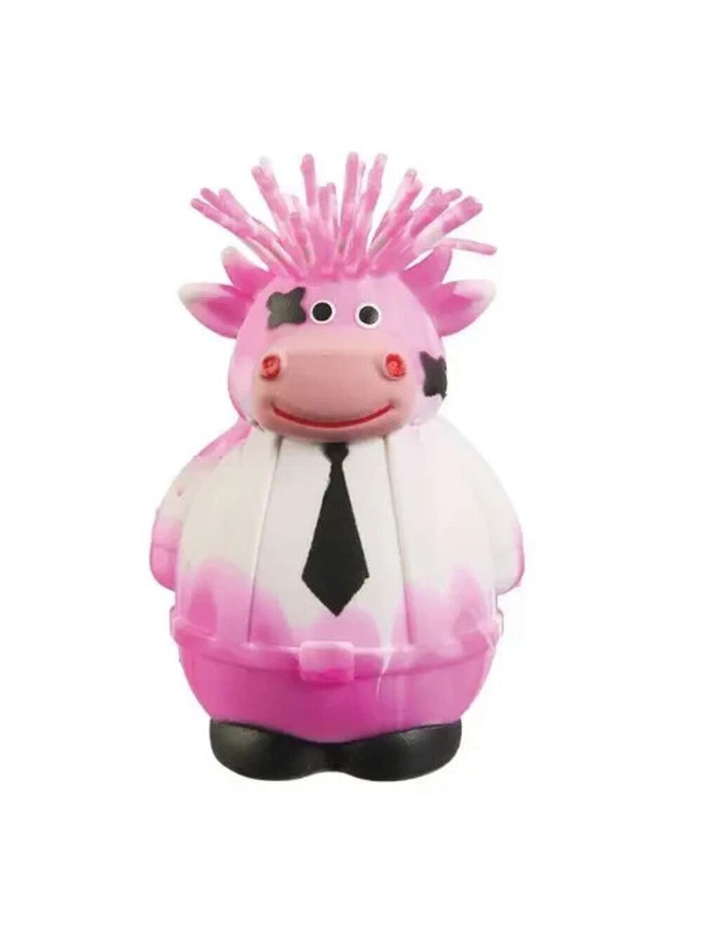 🔥Ja-Ru Irre-Squish-Tible! 4" Corporate Cow Squeeze Toy PINK/WHITE BNWT🔥